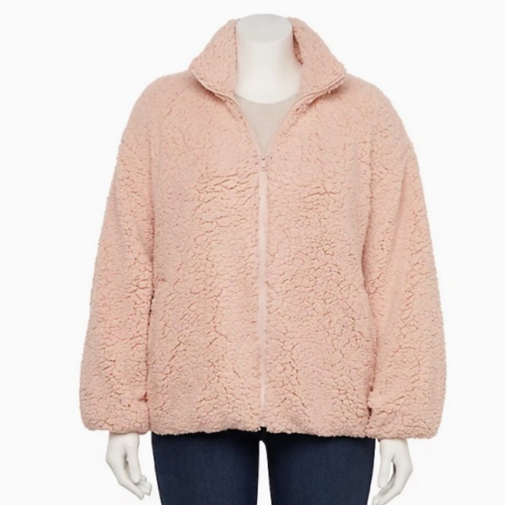 Nine West Pink Fuzzy Teddy Coat